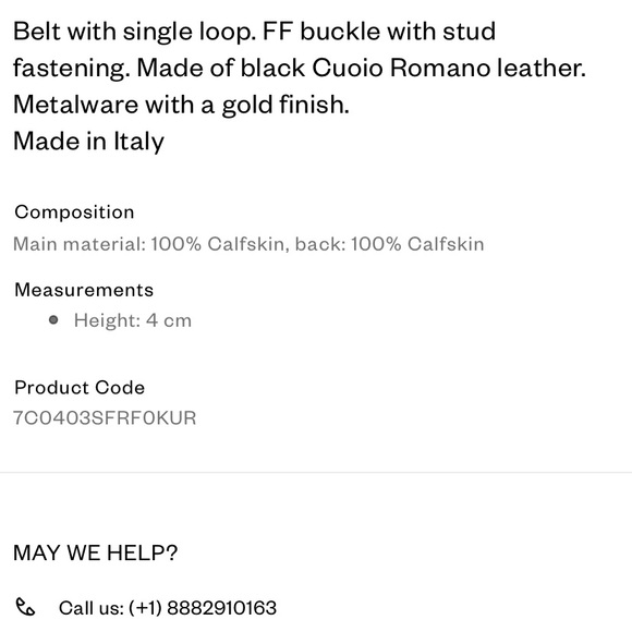 Black Fendi belt w/ gold hardware - Picture 6 of 7